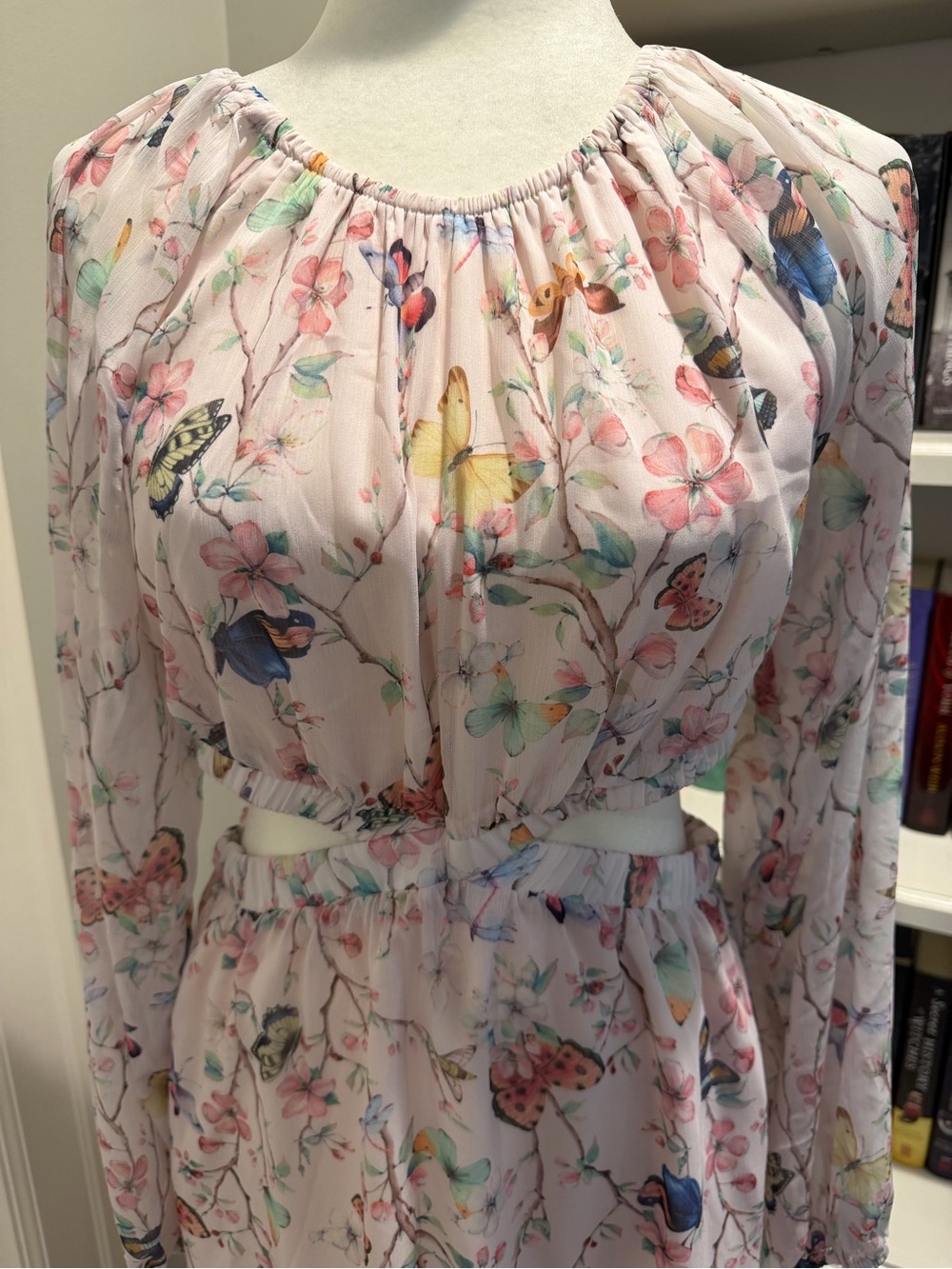 Steve Madden Pink Floral & Butterfly Long-Sleeve Dress